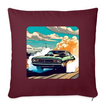 Vintage Drift Car Turbo Rally avec de la fumée - Coussin et housse de 45 x 45 cm - bordeaux - Devant