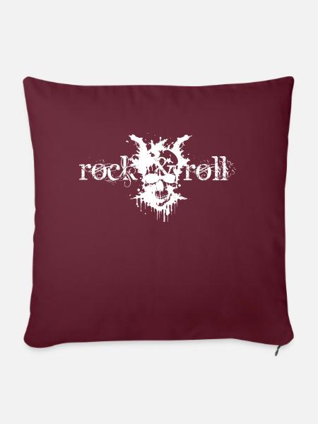 Rock'n'Roll-Totenkopf-Design - Sofakissen mit Füllung 45 x 45 cm - Burgunderrot