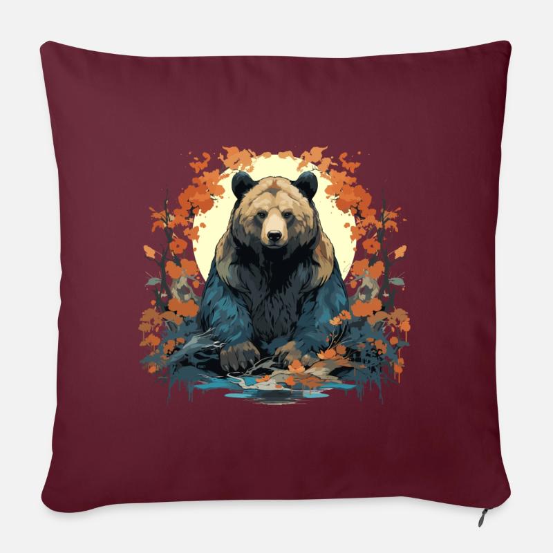 Ours - Coussin et housse de 45 x 45 cm - bordeaux