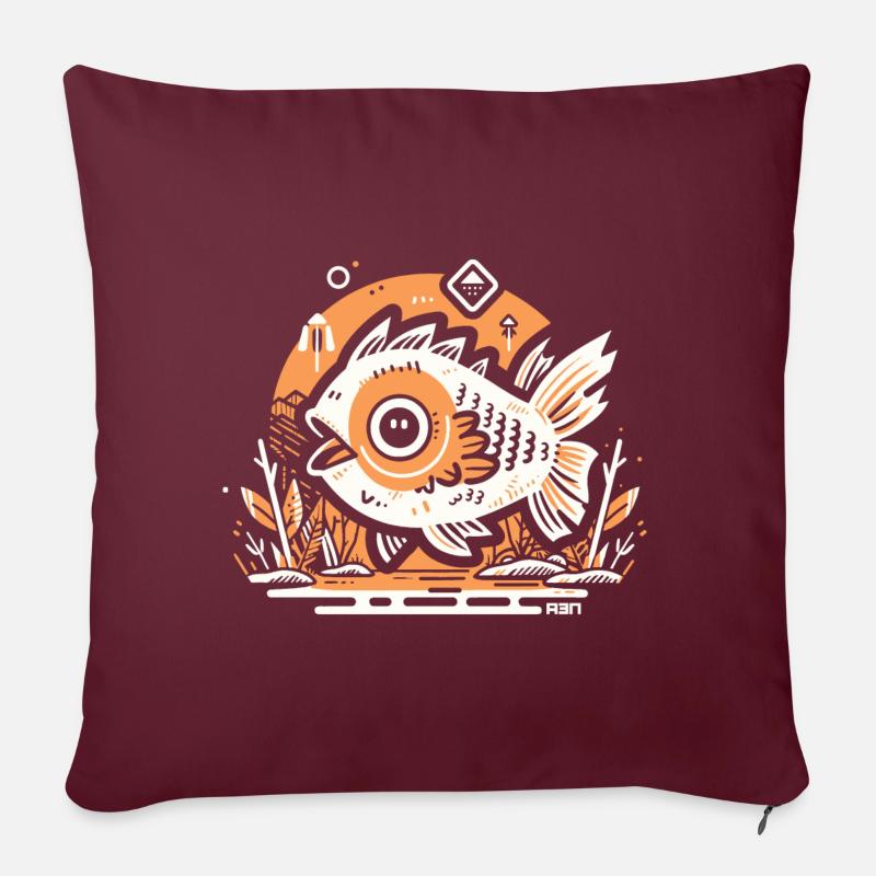 Drôle de poisson - Coussin et housse de 45 x 45 cm - bordeaux