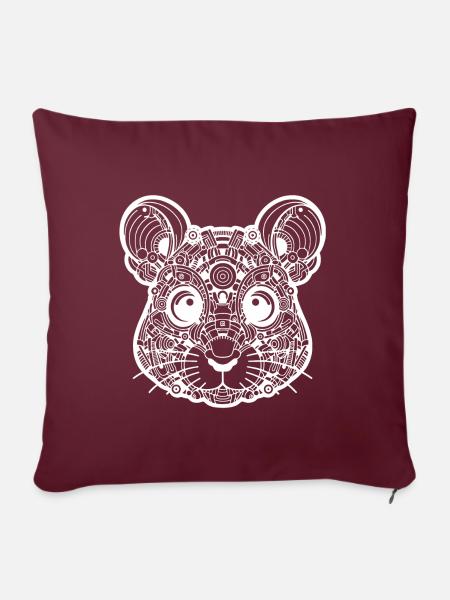 Biomechanische Maus - Weißes Design - Sofakissen mit Füllung 45 x 45 cm - Burgunderrot