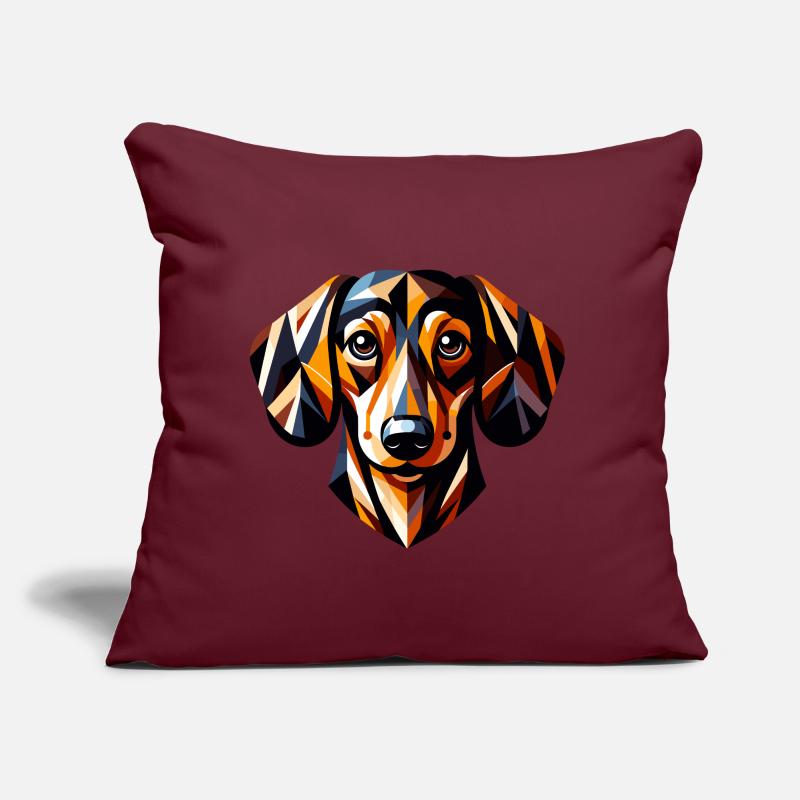 Farbenfroher Dackel: Geometrisches Low-Poly-Artwork Sofakissen mit Füllung 45 x 45 cm