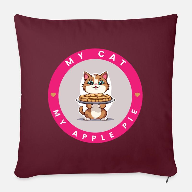 Apple pie on a tortoiseshell cat - Sofa pillow with filling 45cm x 45cm - burgundy