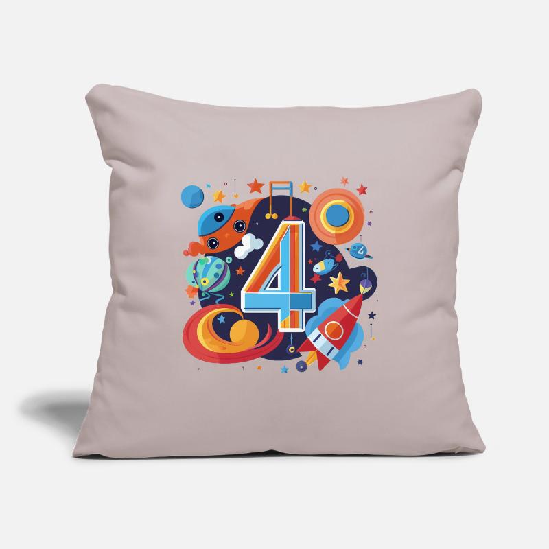 Monde de fusées du 4e anniversaire de l’espace Coussin et housse de 45 x 45 cm