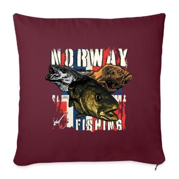 NORVÈGE Pêche - Coussin et housse de 45 x 45 cm - bordeaux - Devant