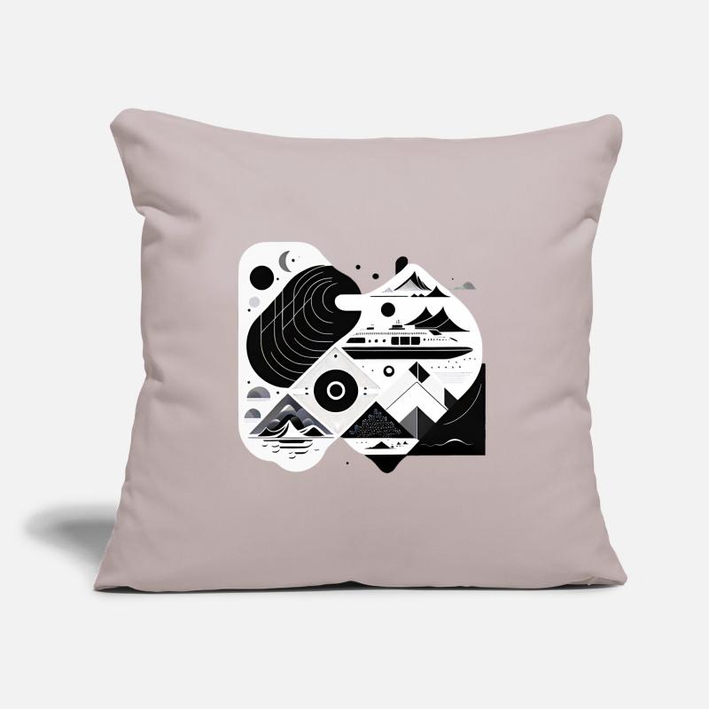 Collage Modern-Stil/ Berge, Schiff Landschaft Sofakissen mit Füllung 45 x 45 cm