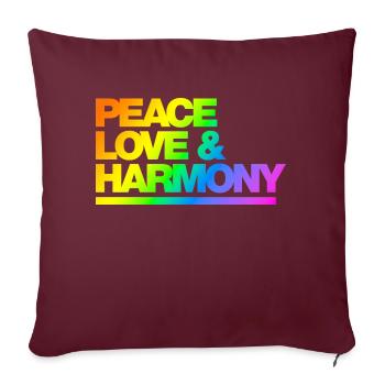 Typo Peace Love Harmony Rainbow - Sofakissen mit Füllung 45 x 45 cm - Burgunderrot - Vorne