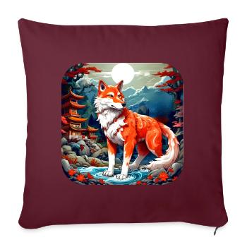 Asiatischer Fuchs - Sofakissen mit Füllung 45 x 45 cm - Burgunderrot - Vorne