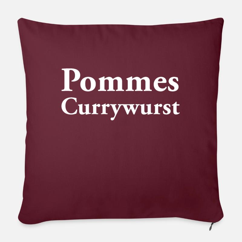 Pommes Currywurst - Sofakissen mit Füllung 45 x 45 cm - Burgunderrot