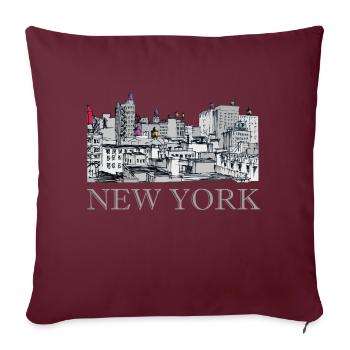 Historique New York Manhattan NYC NY Grandes lignes - Coussin et housse de 45 x 45 cm - bordeaux - Devant