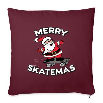 Joyeux patins | Skateboard Christmas Print - Coussin et housse de 45 x 45 cm - bordeaux - Devant