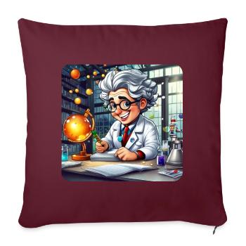 Professeur mignon avec des cheveux blancs et des lunettes - Coussin et housse de 45 x 45 cm - bordeaux - Devant