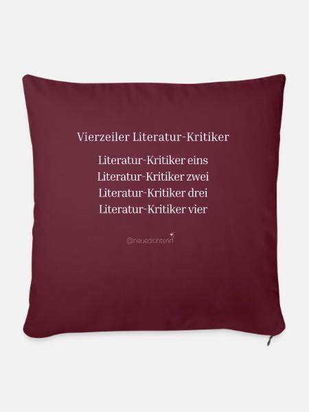 Literatur-Kritiker - weiße Schrift - Sofakissen mit Füllung 45 x 45 cm - Burgunderrot