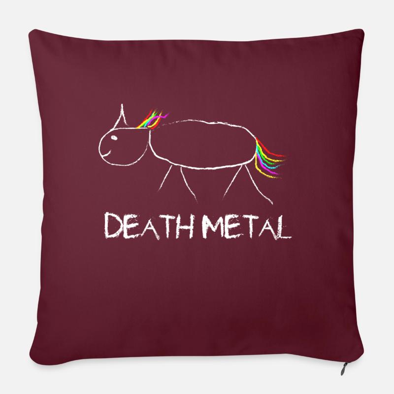 Death Metal Licorne - Coussin et housse de 45 x 45 cm - bordeaux