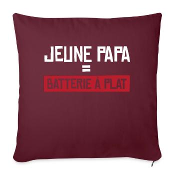 Jeune papa batterie à plat Cadeau homme humour - Coussin et housse de 45 x 45 cm - bordeaux - Devant