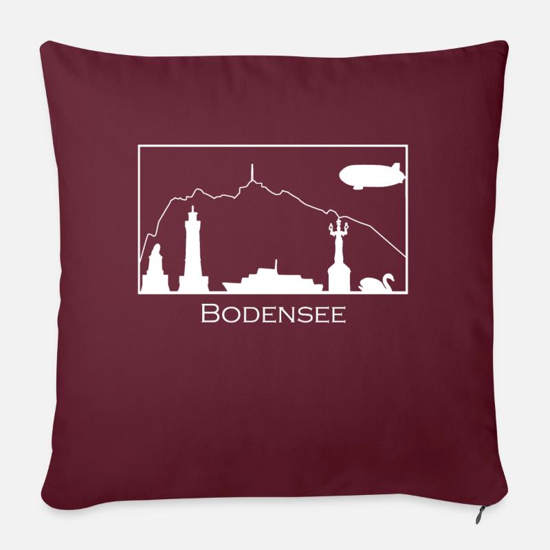 Bodensee & Pfänder | Silhouette filled | Weiß - Sofakissen mit Füllung 45 x 45 cm - Burgunderrot