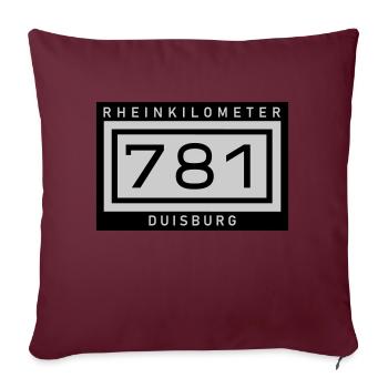 Rhin kilomètre 781 Duisbourg - Coussin et housse de 45 x 45 cm - bordeaux - Devant