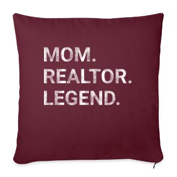 Mom Realtor Legend - Sofa pillow with filling 45cm x 45cm - burgundy - Front