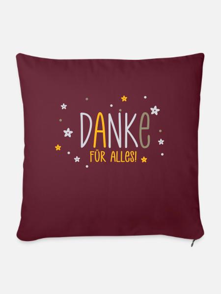 Danke für alles - Sofakissen mit Füllung 45 x 45 cm - Burgunderrot