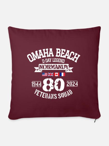 D Day Omaha 80th anniversary - Sofakissen mit Füllung 45 x 45 cm - Burgunderrot