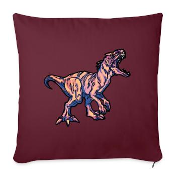 Fête d’anniversaire colorée T-Rex Dinosaur Dino pour enfants - Coussin et housse de 45 x 45 cm - bordeaux - Devant