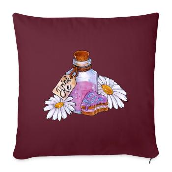 Drink me, Eat me Flasche Küchlein im Alice Style - Sofakissen mit Füllung 45 x 45 cm - Burgunderrot - Vorne