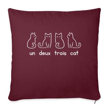Französisch inspiriert Un Deux Trois Katze Lustiger Witz - Sofakissen mit Füllung 45 x 45 cm - Burgunderrot - Vorne