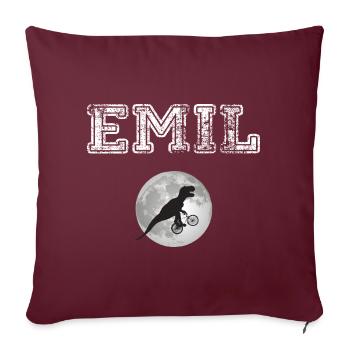 EMIL - Beautiful boy name with dinosaur - Sofa pillow with filling 45cm x 45cm - burgundy - Front