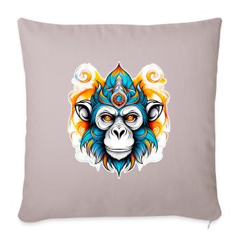 Pochoir de singe - Coussin et housse de 45 x 45 cm - taupe clair - Devant