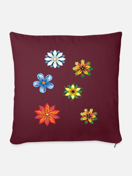 Fantasie aus Blüten - Sofakissen mit Füllung 45 x 45 cm - Burgunderrot