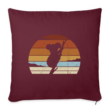 Coucher de soleil rétro koala silhouette ours koala marsupial - Coussin et housse de 45 x 45 cm - bordeaux - Devant