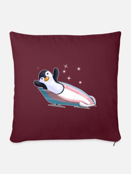 Pinguin im Bob-Trans-Pride - Sofakissen mit Füllung 45 x 45 cm - Burgunderrot
