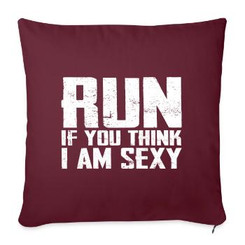 Courir si tu penses que je suis sexy drôle marathon - Coussin et housse de 45 x 45 cm - bordeaux - Devant