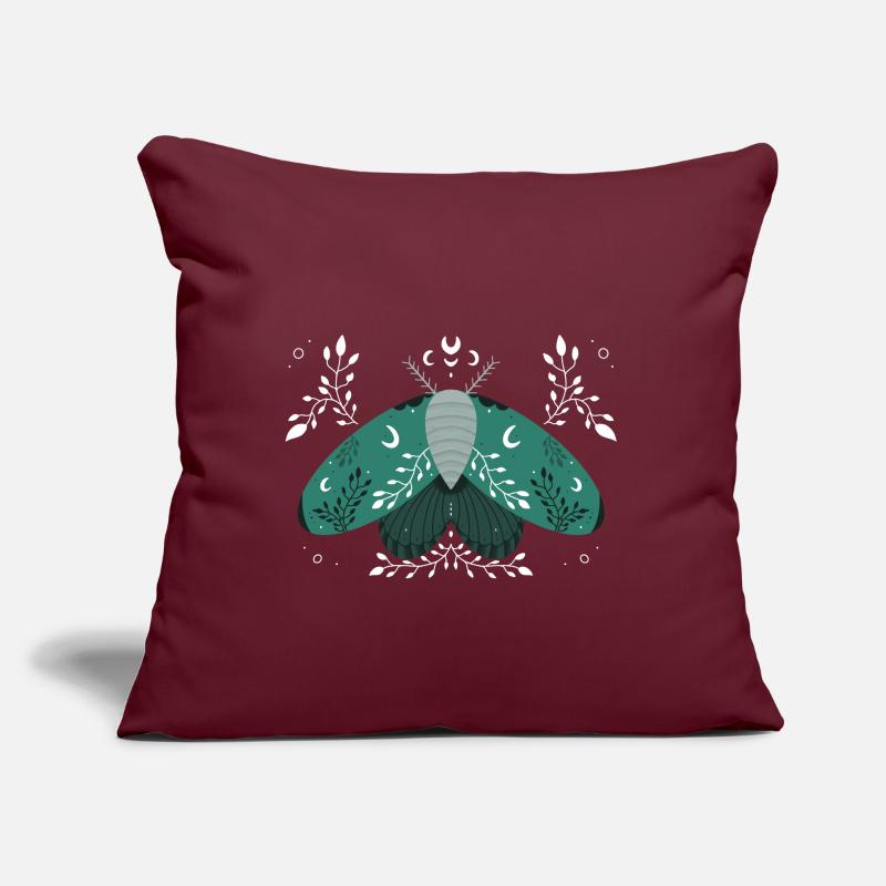 Papillon de nuit vert avec feuillage Coussin et housse de 45 x 45 cm