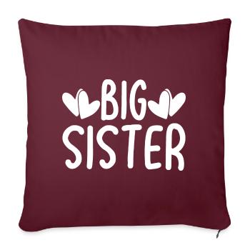 Cœurs de grandes sœurs - Coussin et housse de 45 x 45 cm - bordeaux - Devant