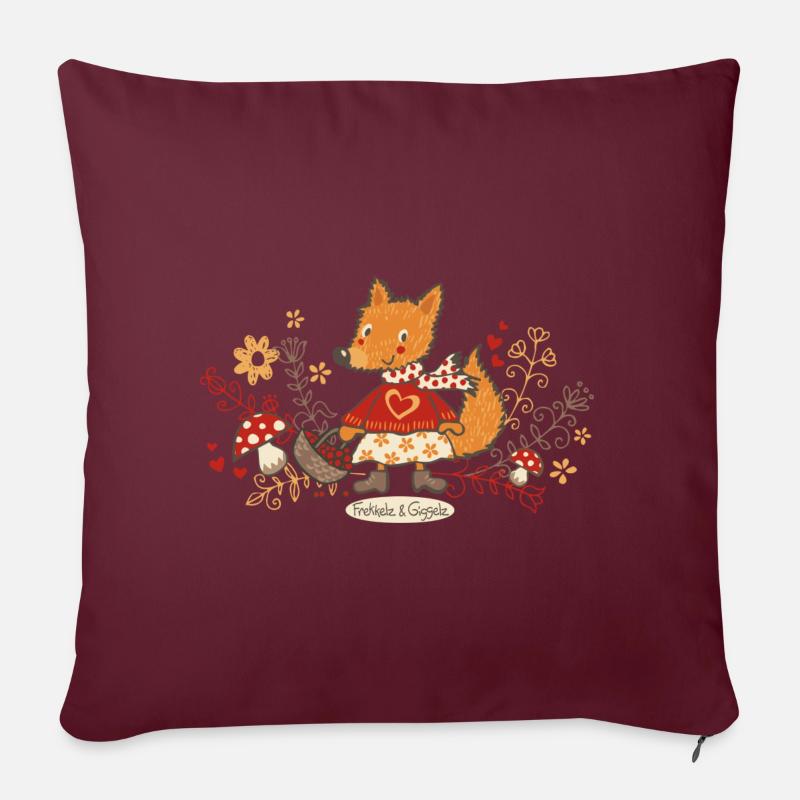 Fuchs auf Beerensuche - Sofakissen mit Füllung 45 x 45 cm - Burgunderrot