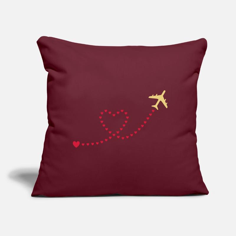 ★ Couleurs de conception modifiables ★ Avion, coeurs Coussin et housse de 45 x 45 cm