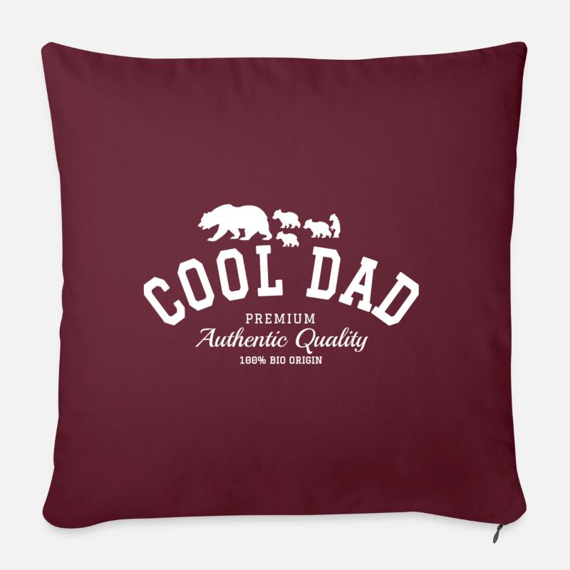 Cool Dad Ours - Coussin et housse de 45 x 45 cm - bordeaux