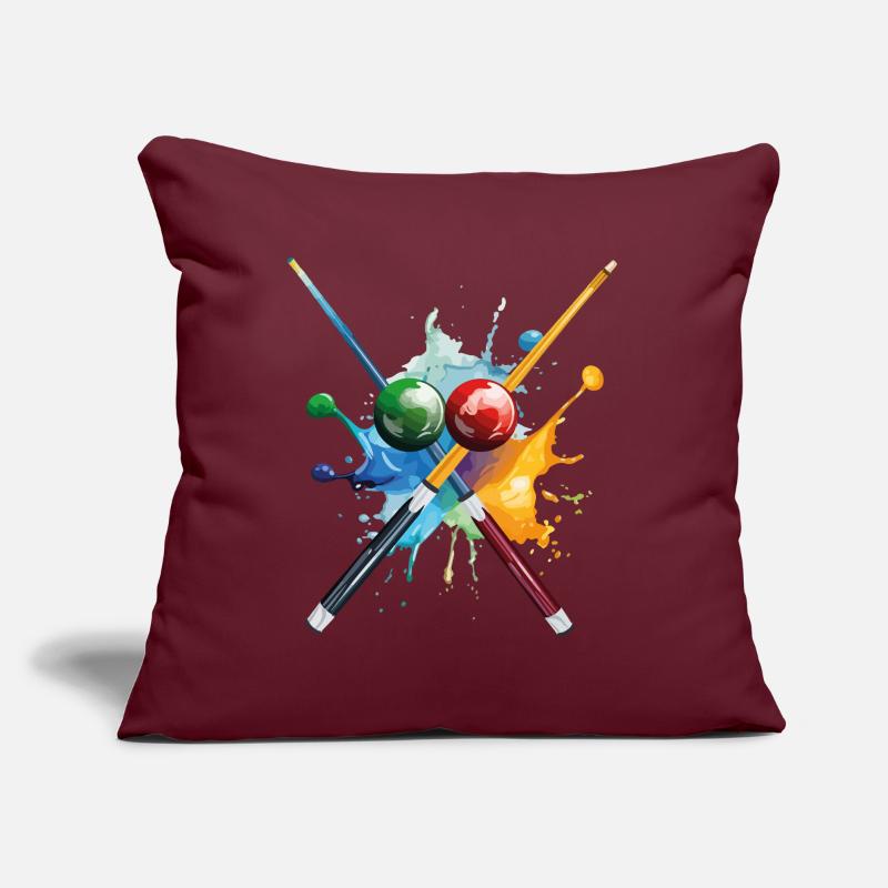Billard Pool Snooker Queue Kugeln Splash Bunt Sofakissen mit Füllung 45 x 45 cm