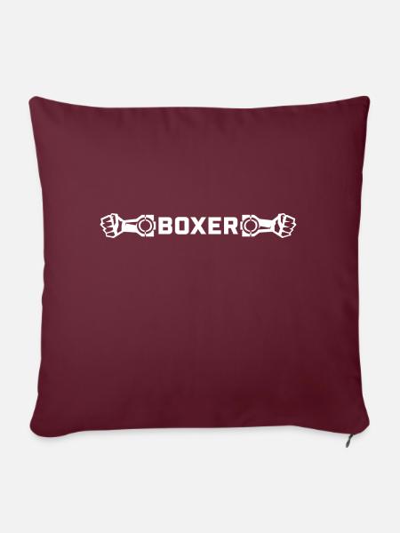 Boxer weiß - Sofakissen mit Füllung 45 x 45 cm - Burgunderrot