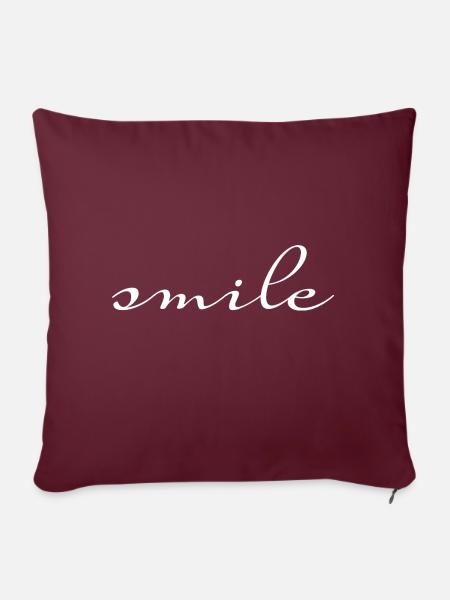 smile Schriftzug - Sofakissen mit Füllung 45 x 45 cm - Burgunderrot