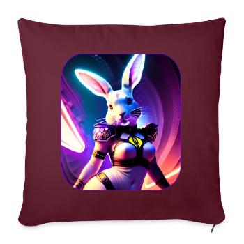 Cyberpunk Hasenmädchen Science Fiction Streetpunk - Sofakissen mit Füllung 45 x 45 cm - Burgunderrot - Vorne