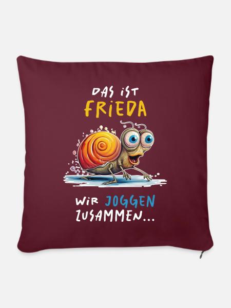Joggen mit Frieda - hell - Sofakissen mit Füllung 45 x 45 cm - Burgunderrot