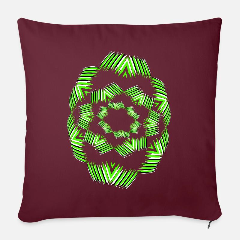 Neon Mandala Fächer Muster - Sofakissen mit Füllung 45 x 45 cm - Burgunderrot