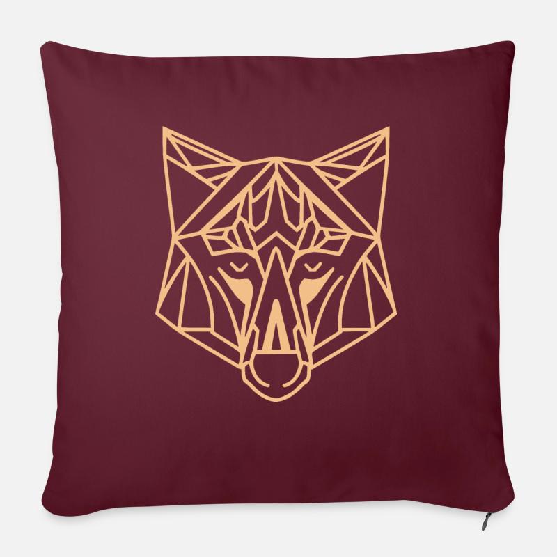 Wolf's Head - Sofa pillow with filling 45cm x 45cm - burgundy