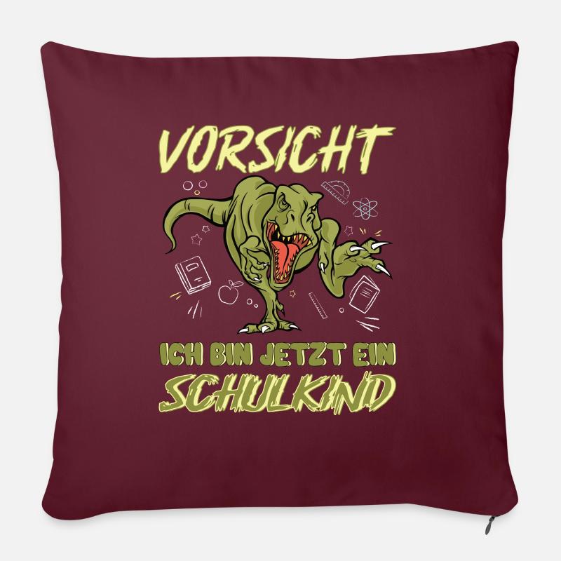 T-Rex Einschulung Schulkind - Sofakissen mit Füllung 45 x 45 cm - Burgunderrot