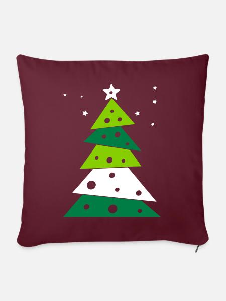 Tannenbaum - Sofakissen mit Füllung 45 x 45 cm - Burgunderrot