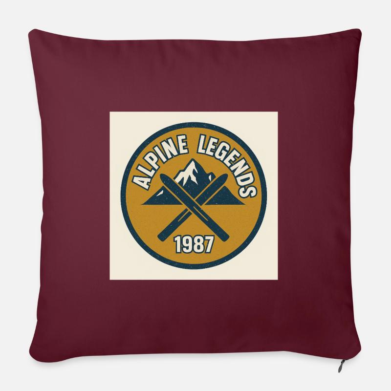 Légendes Alpines 1987 Emblème - Coussin et housse de 45 x 45 cm - bordeaux