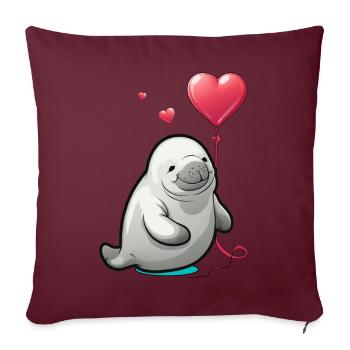 Manatee mit Herz - Sofakissen mit Füllung 45 x 45 cm - Burgunderrot - Vorne