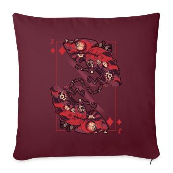 Chamäleon Steampunk Kartenspiel Karo Jack - Sofakissen mit Füllung 45 x 45 cm - Burgunderrot - Vorne